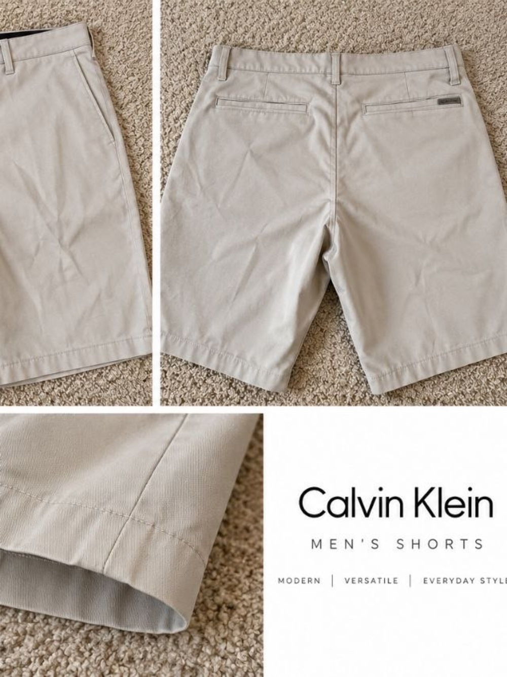 Calvin Klein Men's Light Khaki Flat-Front Chino Shorts